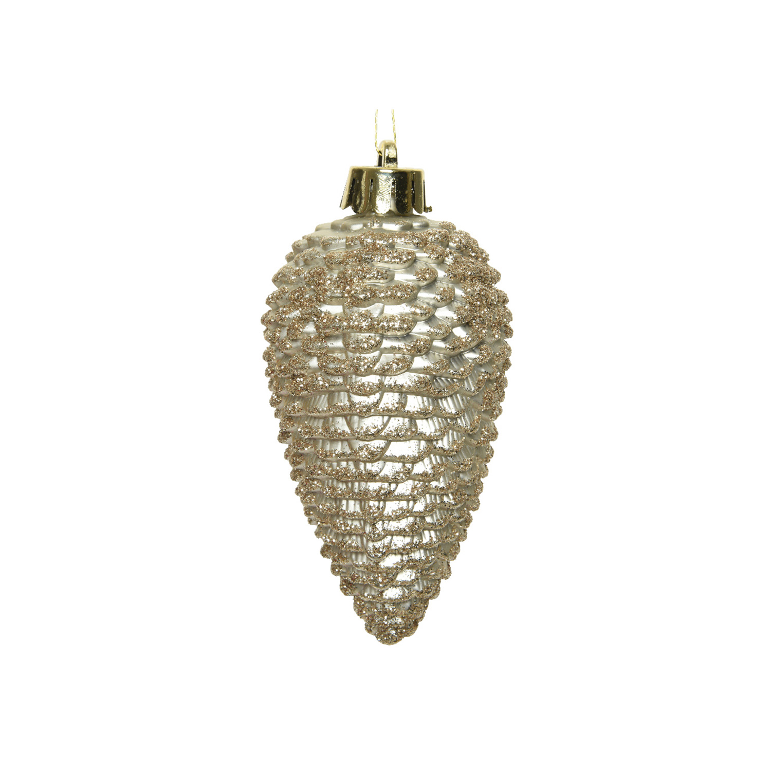 Christbaumschmuck ZAPFEN - Weihnachtsbaumschmuck - bruchfest - H: 8cm - champagner - 6er Set