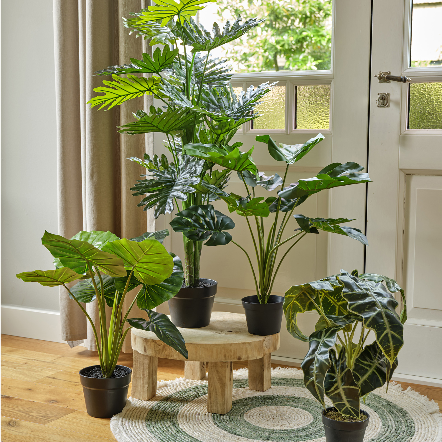 Taro Pflanze im Topf - Kunstpflanze - H: 52cm - grün