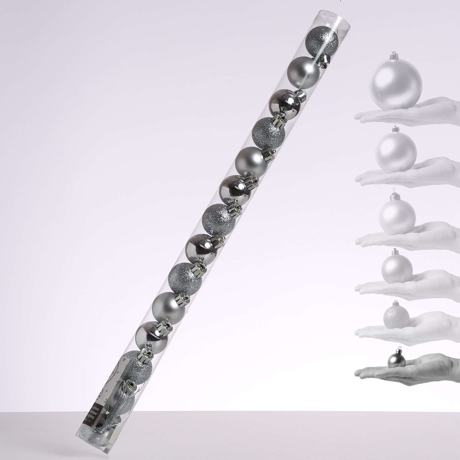 Christbaumkugel - Weihnachtskugel - bruchfest - D: 3cm - glänzend matt glitzernd - silber - 14er Set
