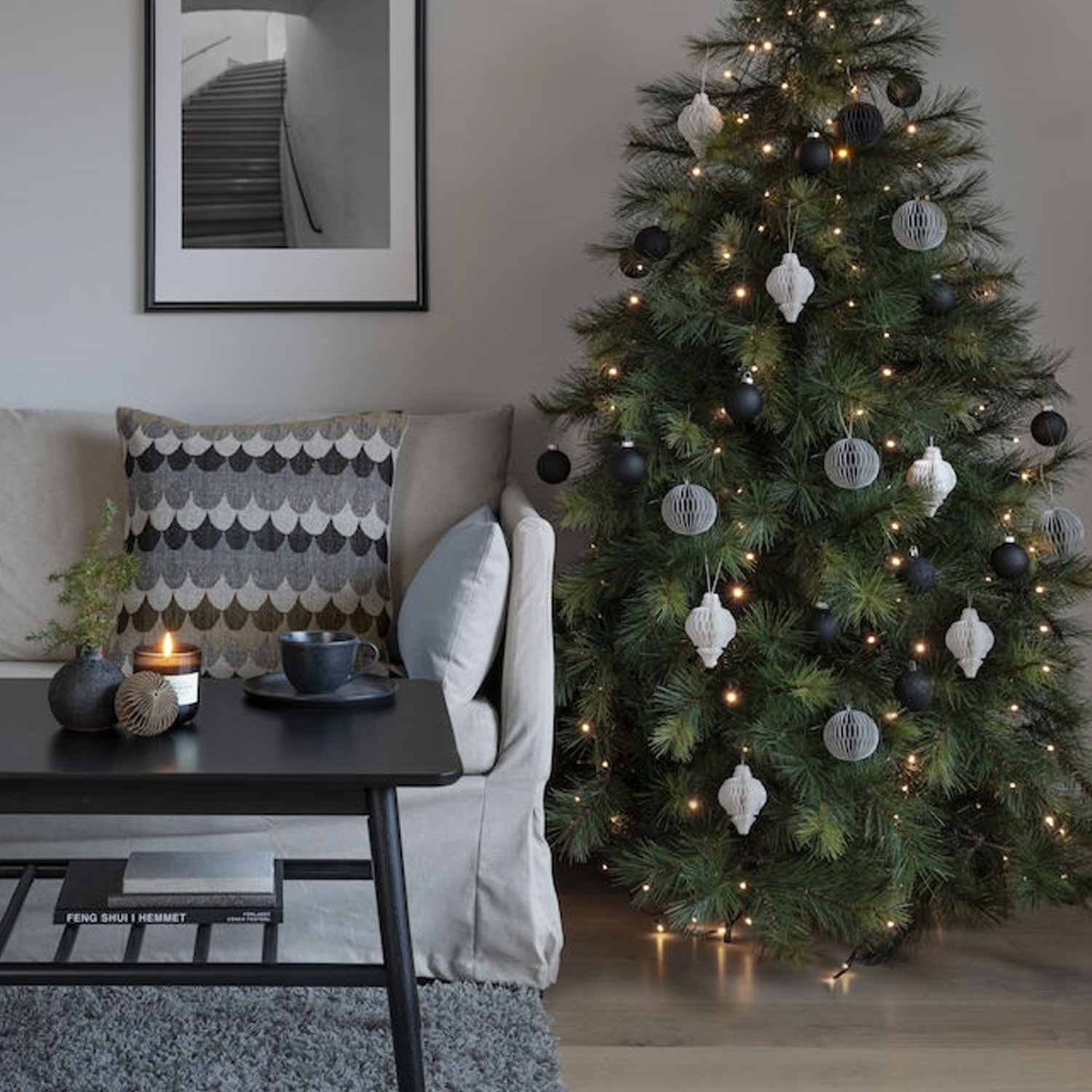 LED Baummantel Lichterkette - 5 Stränge jeweils 40 bernsteinfarbene LED - gefrostet - Timer - innen