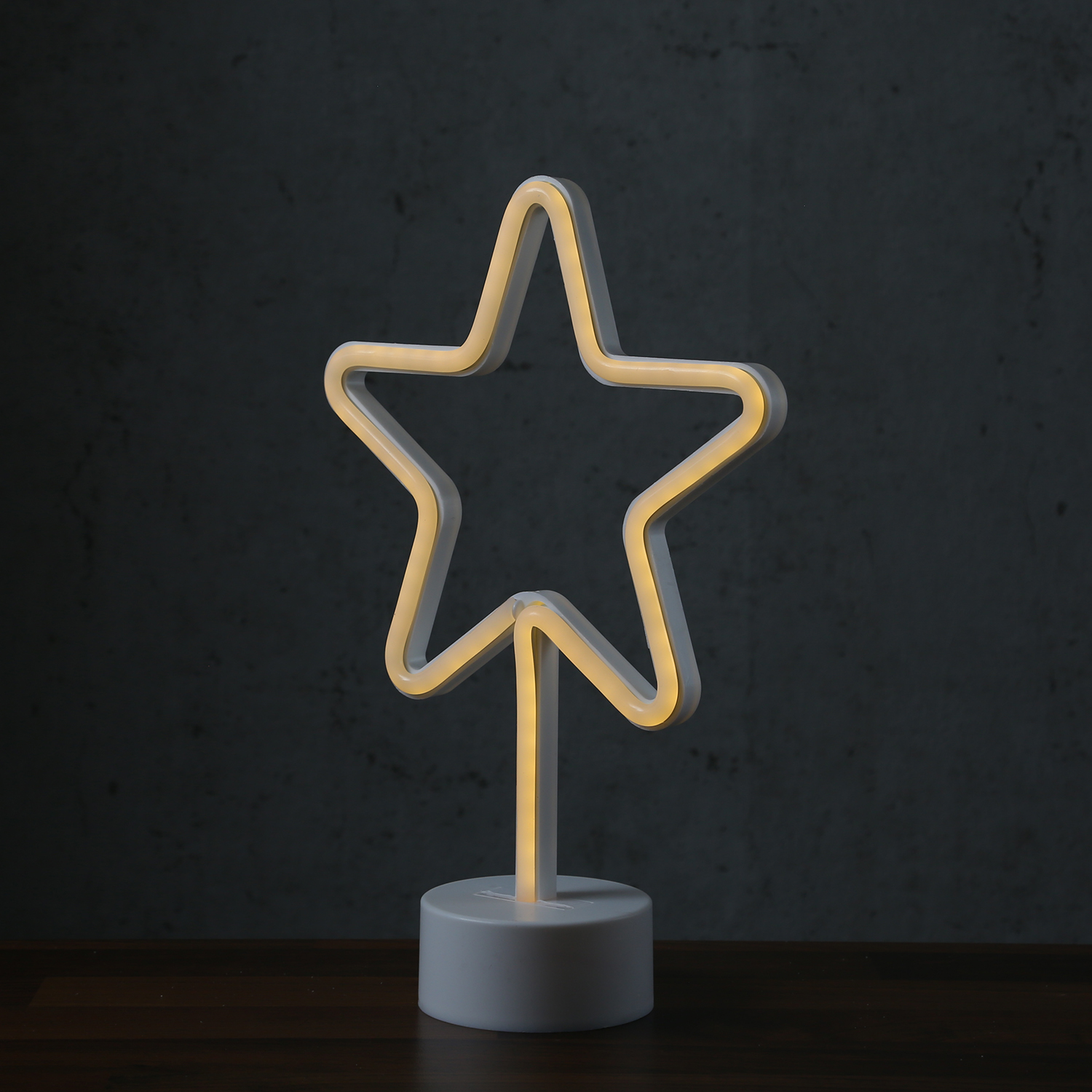 LED NEON Figur STERN - Dekoleuchte - H: 30cm - Batterie oder USB Betrieb - stehend - warmweiß