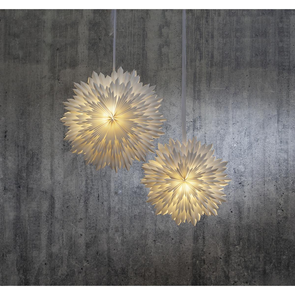 Papierstern - Ice - hängend - D: 50cm - mit Band - zerknittertes Papier - 3 - lagig - weiß