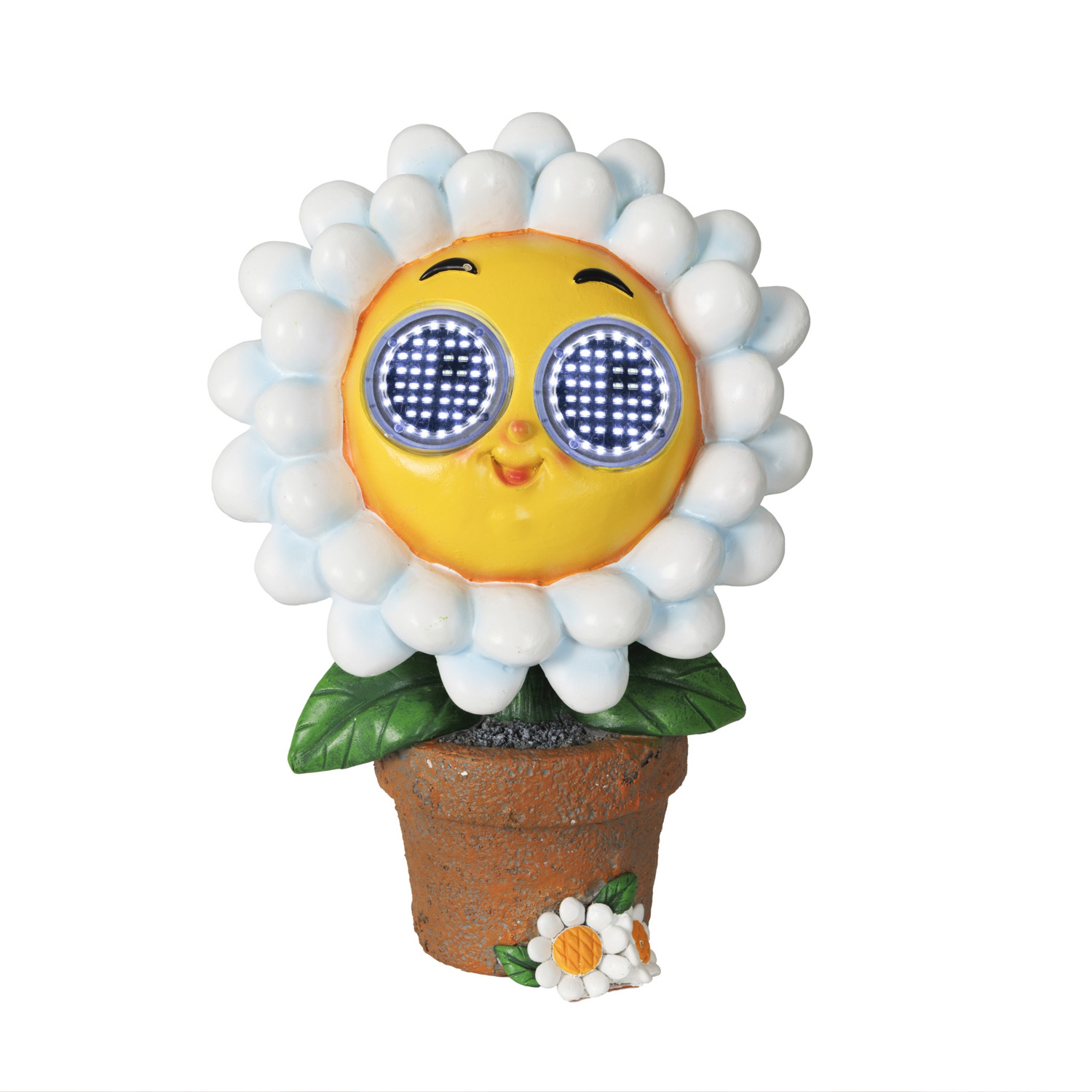 LED Solar Blume mit blizelnden und rollenden Augen - Solar Gänseblümchen - H: 22cm - Lichtsensor