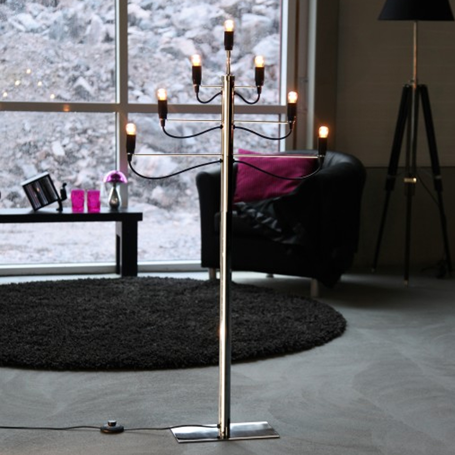 Fensterleuchter "Milano" - H: 120cm, L: 60cm - 7armig - E14 Fassung - chrom