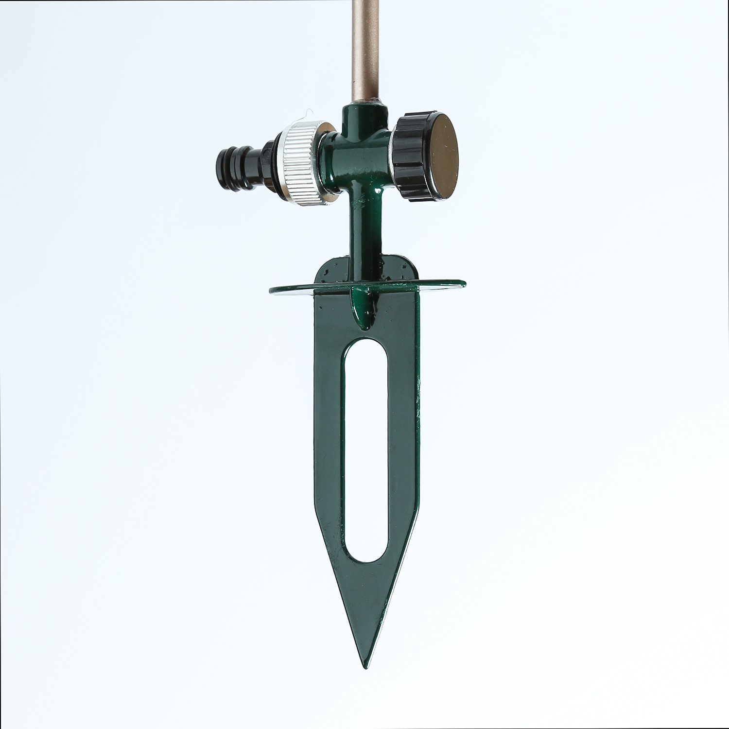 Gartenstecker SCHMETTERLING - Wassersprinkler - Edelstahl - H: 75cm - D: 19cm - silber, grün
