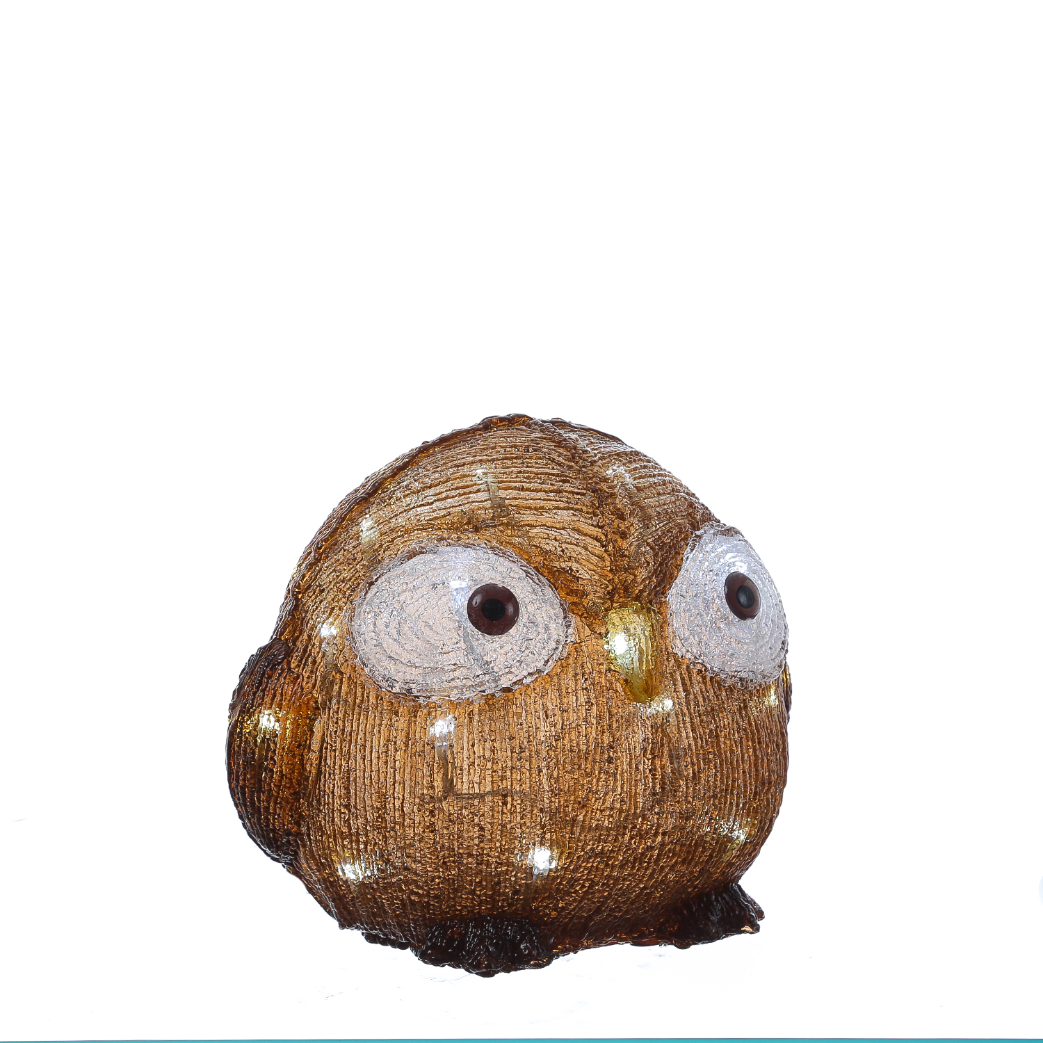 LED Eule mit offenen Augen - Acryl Tierfigur - 30 kaltweiße LED - H: 21cm - Timer - Batteriebetrieb