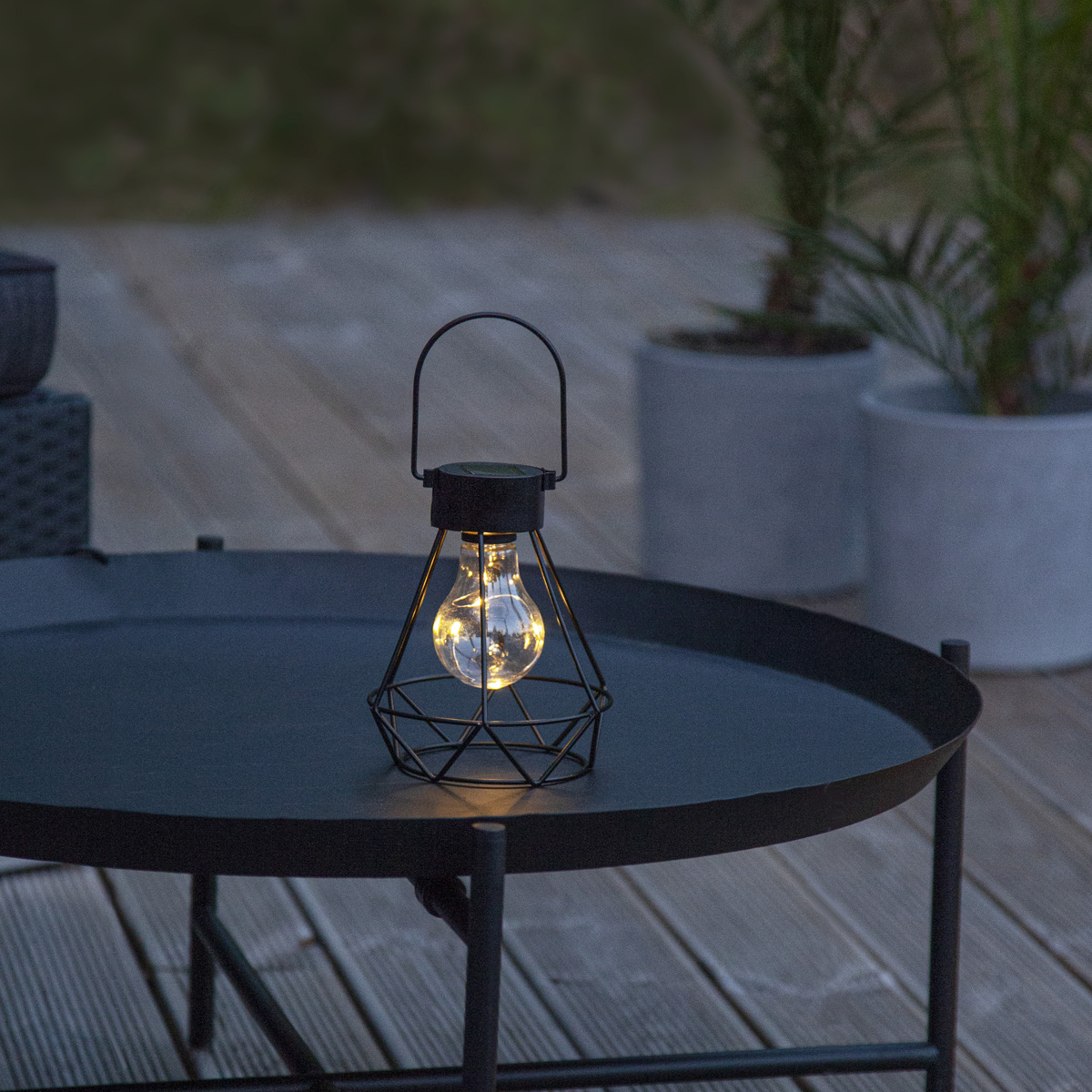 LED Solar Laterne "Eddy" - 5 warmweiße LED - H: 15,5cm - Dämmerungssensor - schwarz