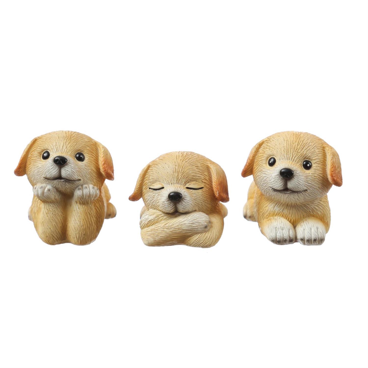 Blumentopffuesse niedliche Hunde - Pflanzkuebel Untersetzer - Kuebelfuesse - Polyresin - braun - 3er Set