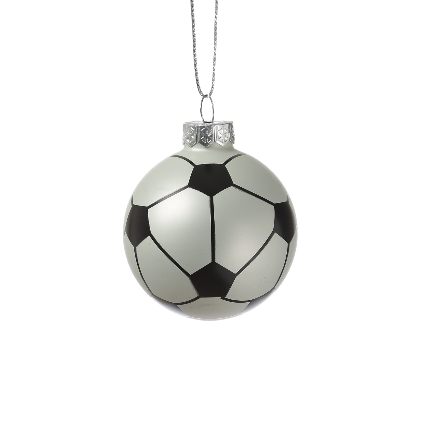 Weihnachtsbaumschmuck Fußball - Christbaumschmuck - Glas - D: 5,6cm - schwarz, weiß