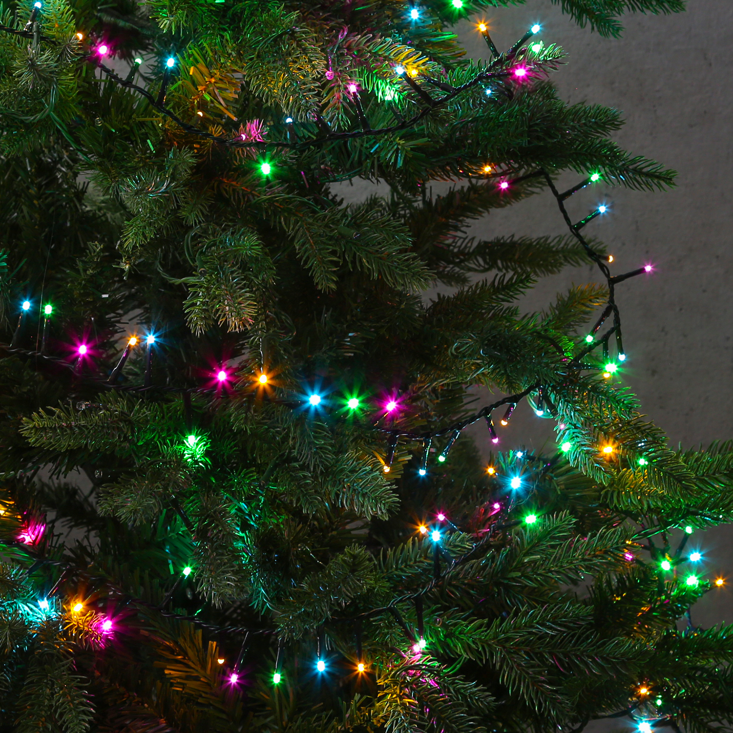 LED Lichterkette Compact Twinkle - 1500 soft bunte LED - L: 34m - 8 Funktionen - Timer - Außentrafo