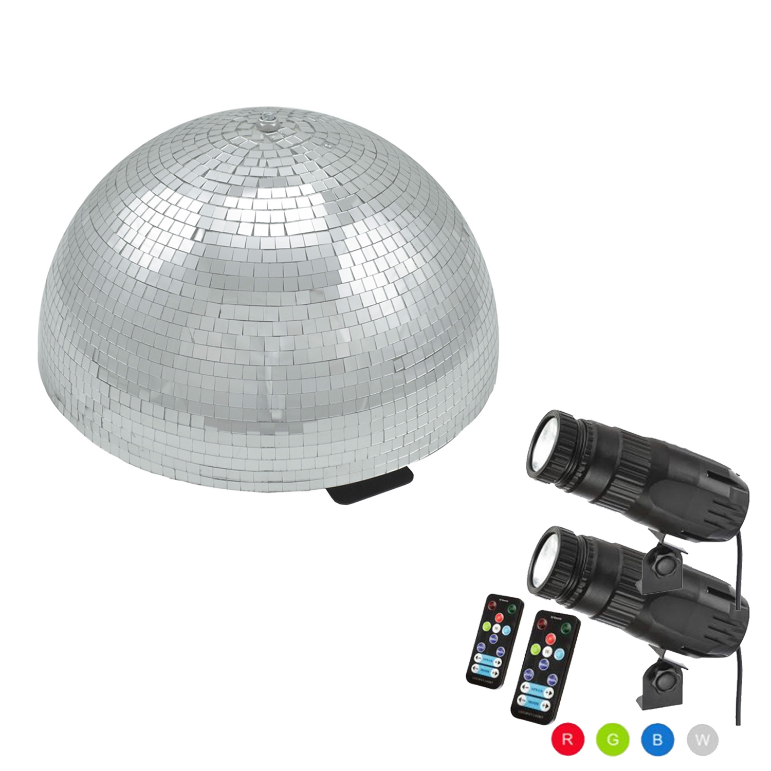 Spiegelkugel Komplettset - Discokugel, Motor, Pinspot, Montagematerial für Diskokugel - Mirrorball Set - Partyset