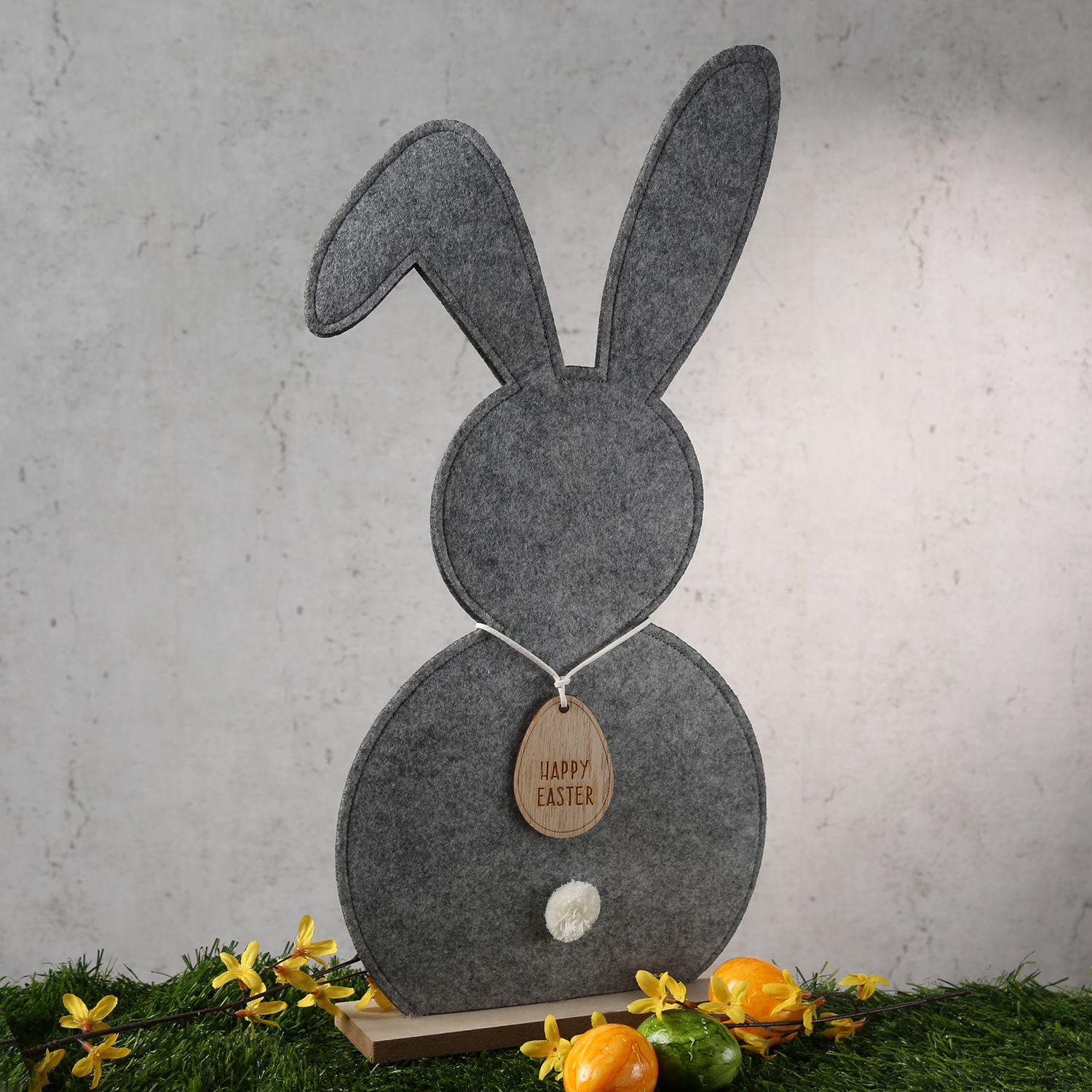 Hase - Osterhase Filz - stehend - Osterdeko - H: 60cm - Innen - grau