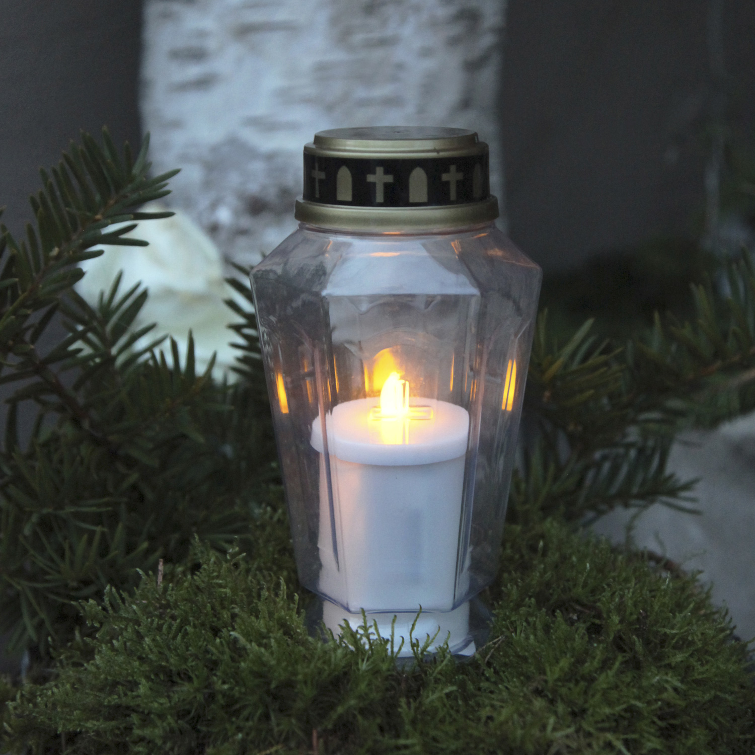 LED Grablicht Serene - Grabkerze - gelbe LED - H: 13,5cm - 2500h Leuchtdauer