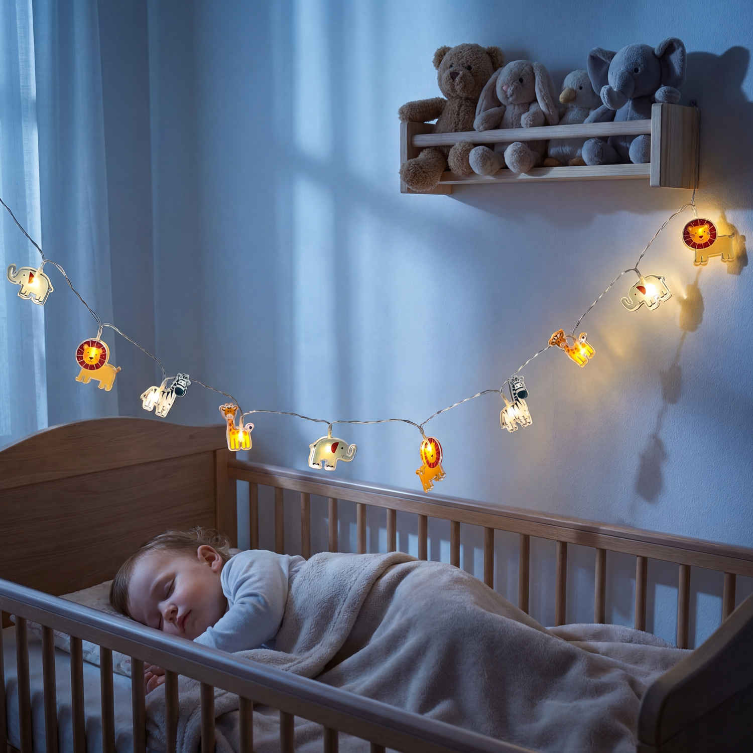 LED Lichterkette ZOO - 10 leuchtende Tiere - Batteriebetrieb - Timer L: 0,9m - für Innen