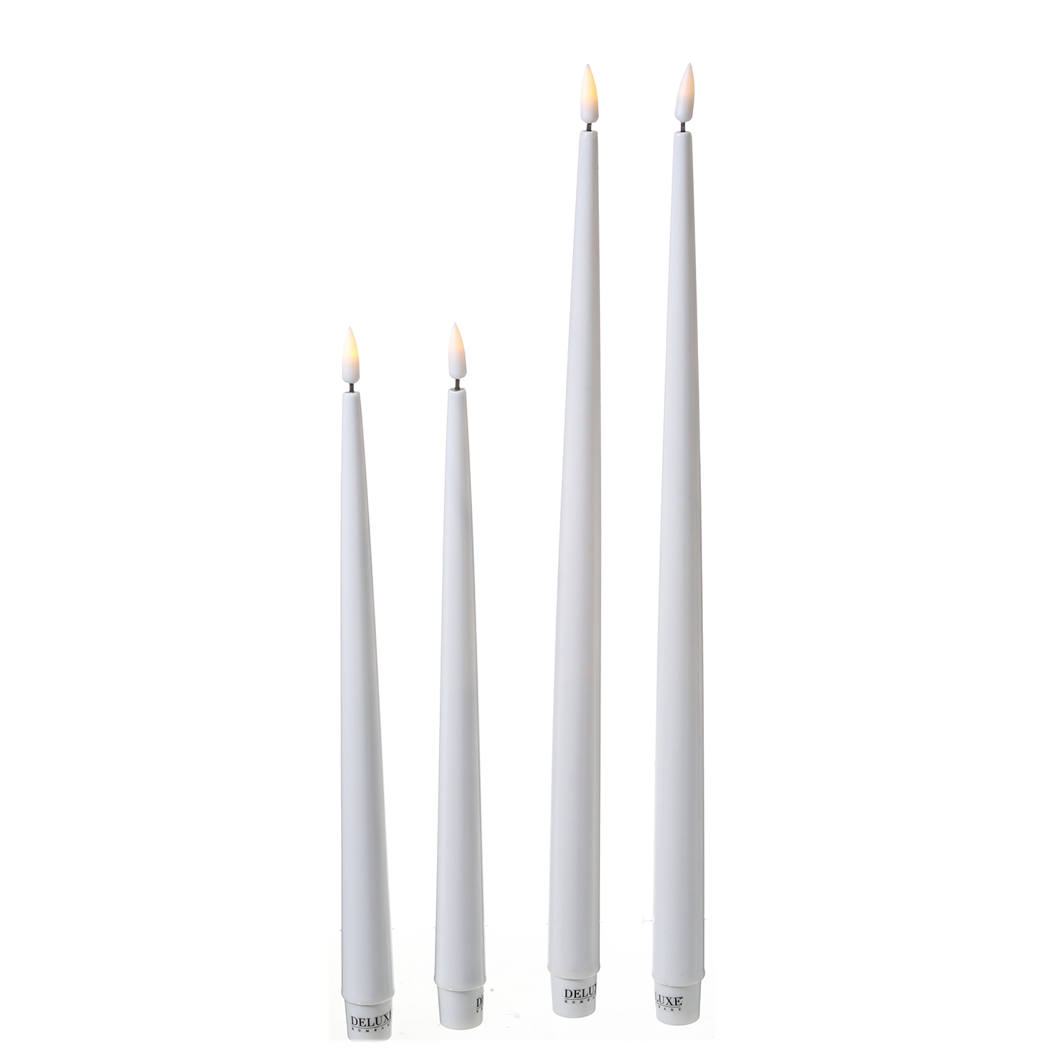 LED Stabkerzen ELLA - Echtwachs - realistische 3D Flamme - H: 38cm - weiß - 2 Stück LED Stabkerzen ELLA - Echtwachs - realistische 3D Flamme - H: 38cm - weiß - 2 Stück