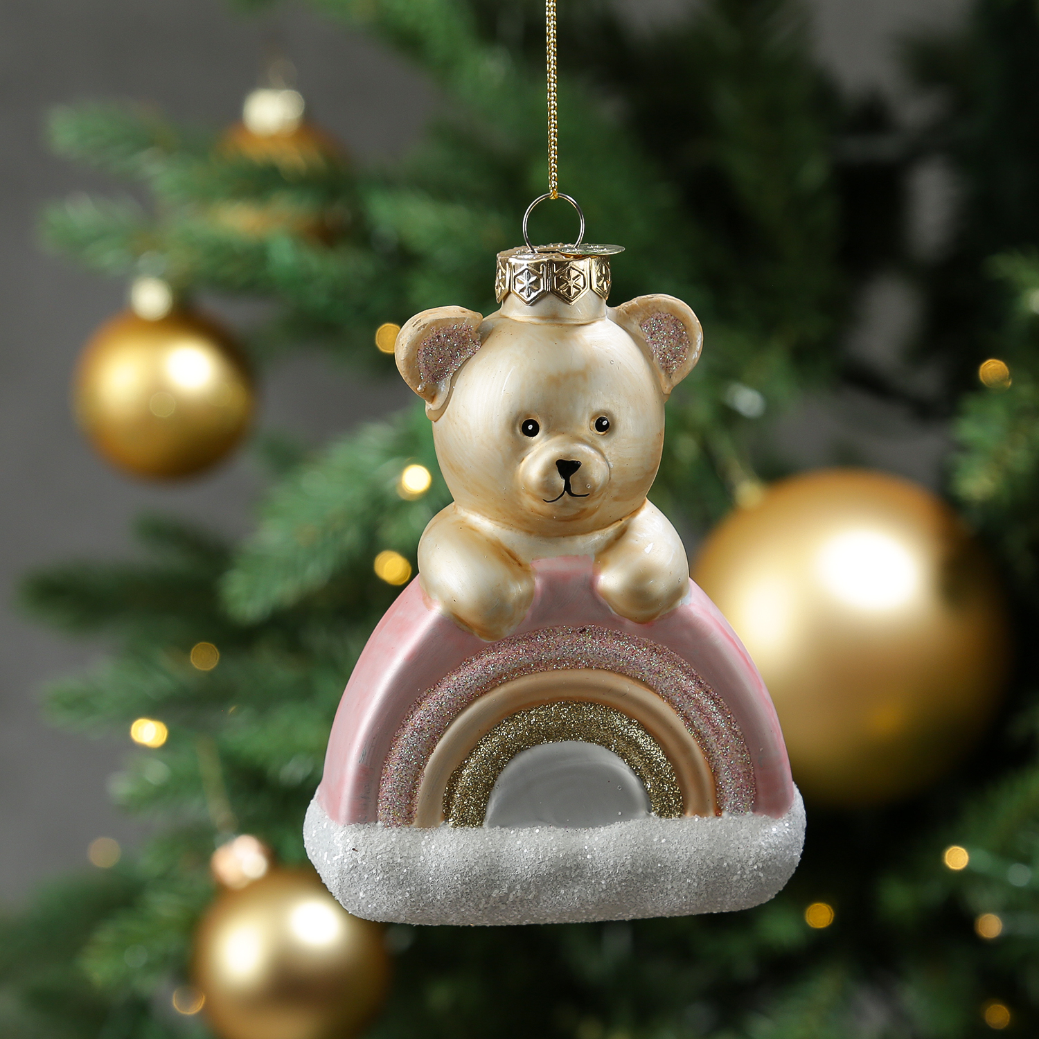 Weihnachtsbaumschmuck Teddybär im Lesesessel - Christbaumschmuck - Glas