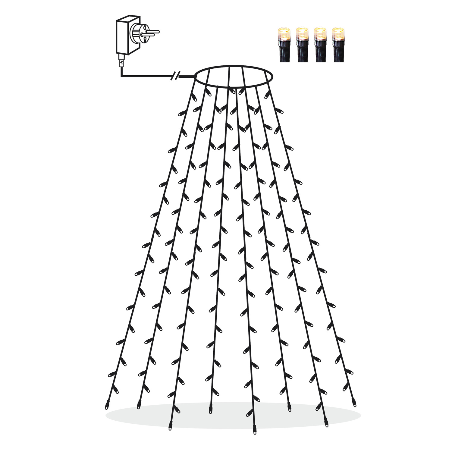 LED Baummantel - Serie LED - outdoor - 160 warmweiße LED - H: 2.00m - schwarzes Kabel
