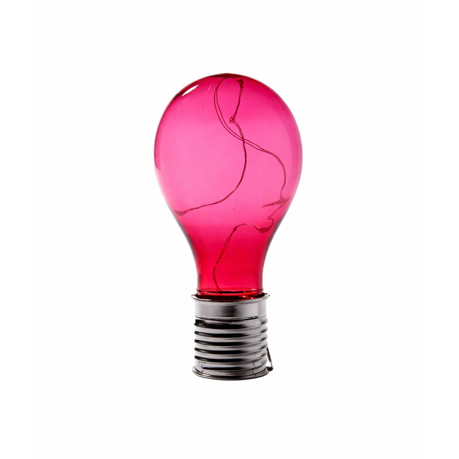 LED Solar Glühbirne GLOW - warmweiße LED Drahtlichterkette - H: 14cm - Lichtsensor - outdoor - pink