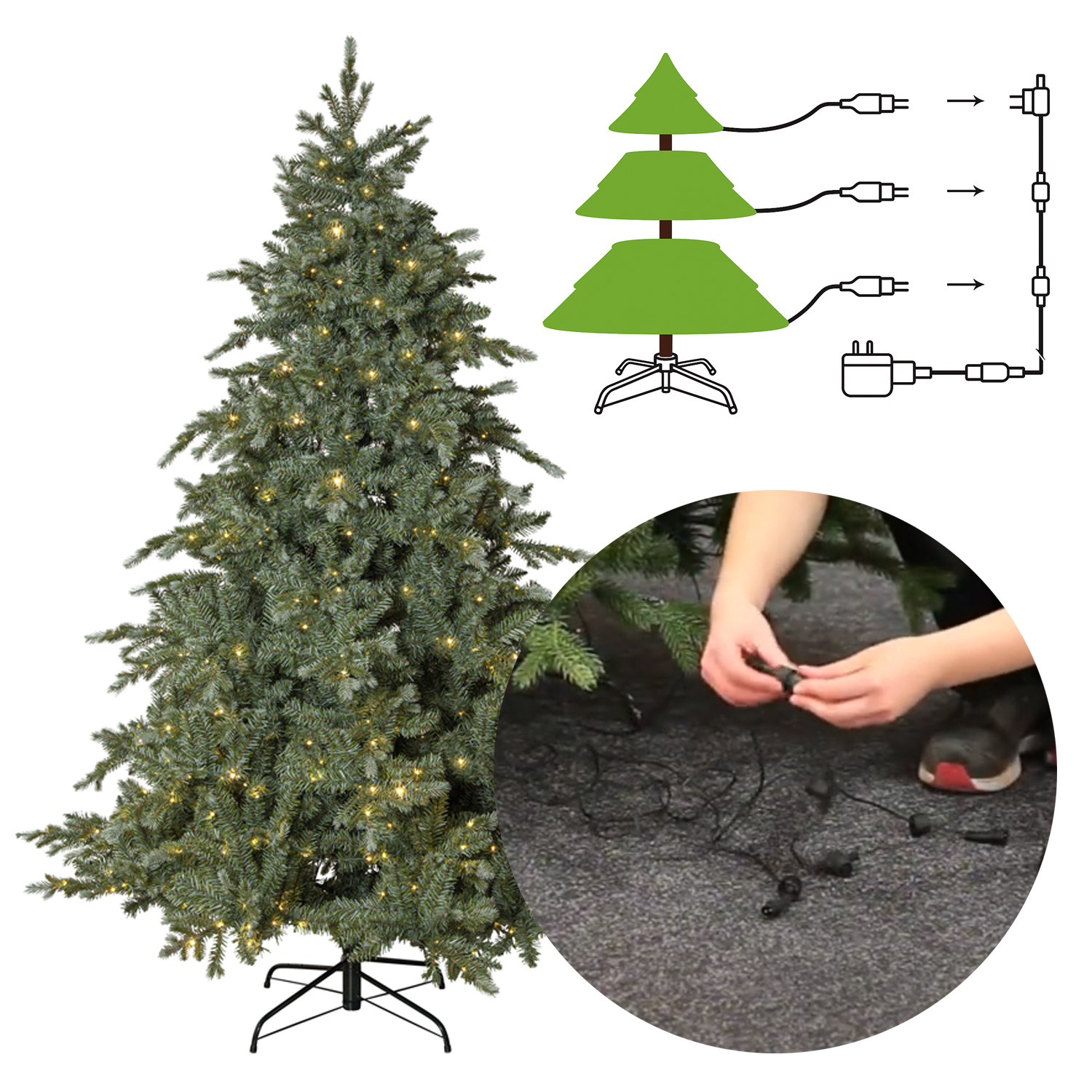 Weihnachtsbaum LARS beleuchtet mit 700 LED - 210cm - In/outdoor