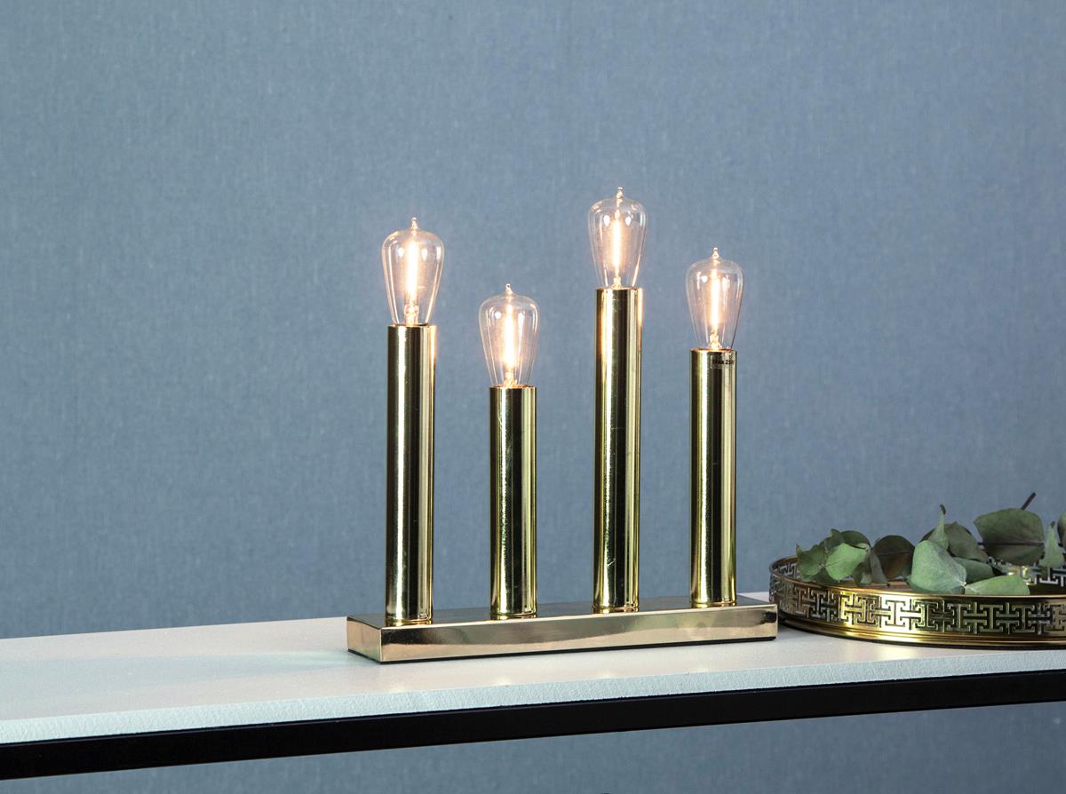 LED Tischleuchte - Standleuchte "Glans" - E14 - inkl. Leuchtmittel - H: 28cm, L: 27cm - messing