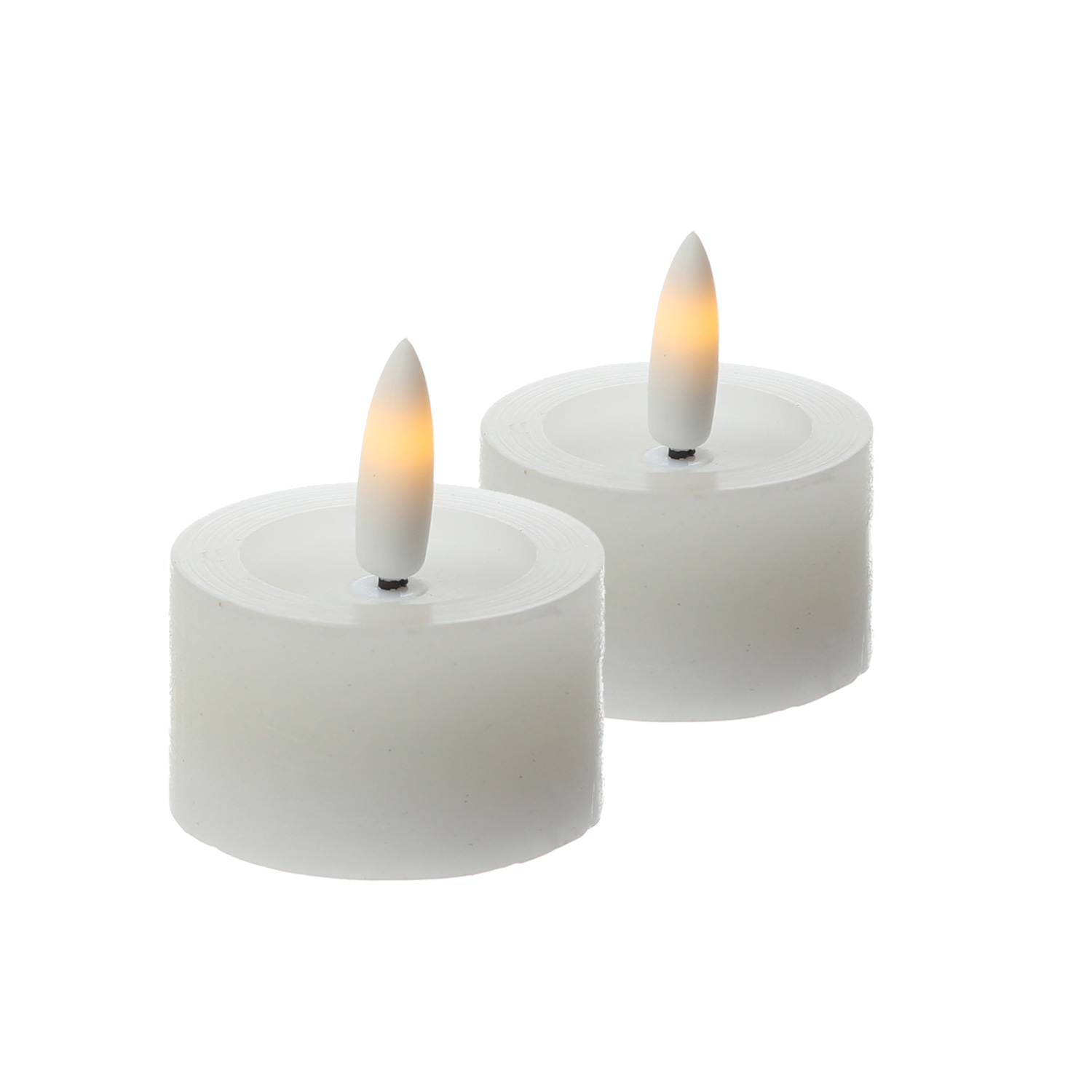 LED Teelichter LINA - Rustik-Optik - Echtwachs - Timer - mit Batterien - D: 4,5cm H: 5cm - 2St.