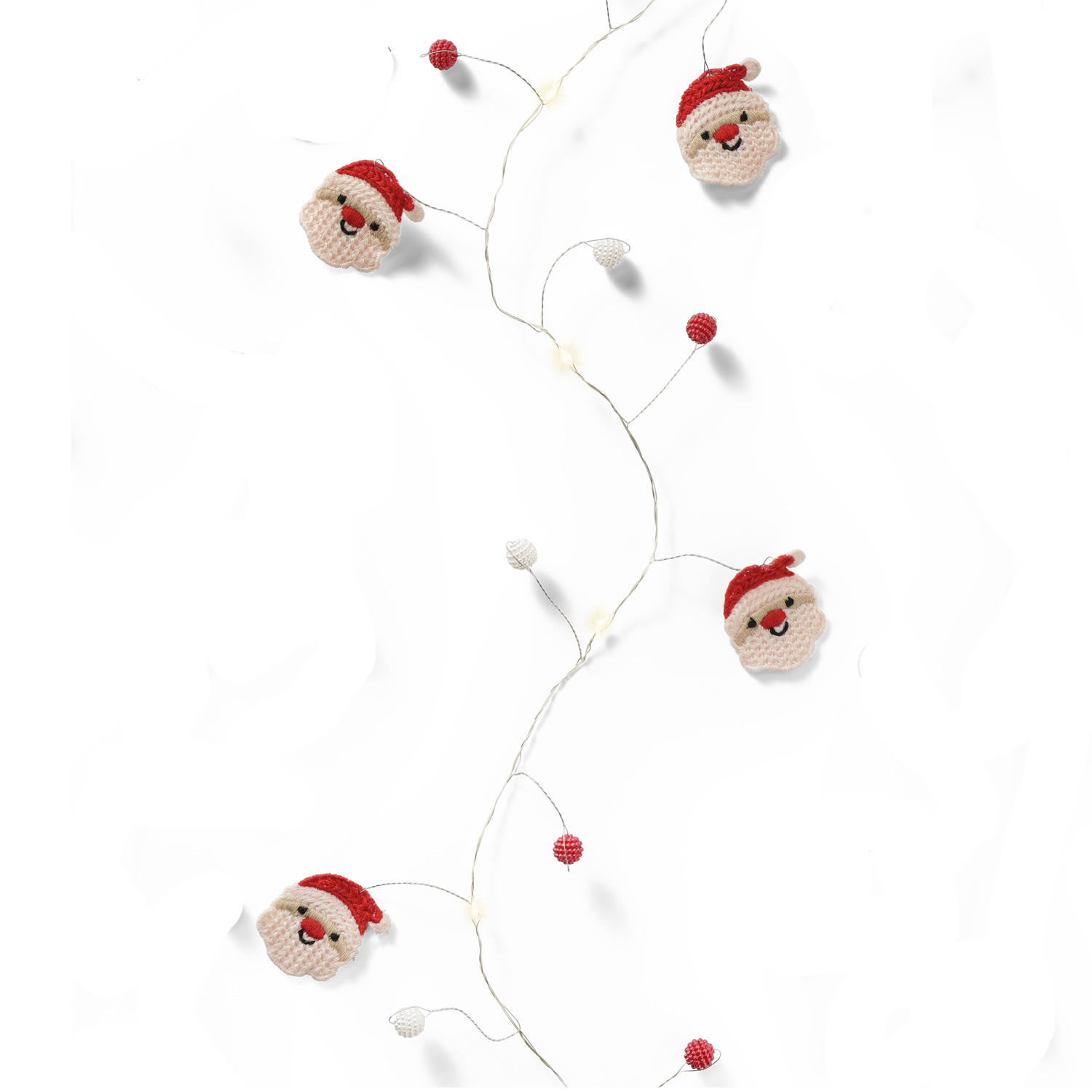LED Drahtlichterkette Nikolaus - 20 warmweiße LED - L: 1,9m - Timer - Batteriebetrieb - weiß, rot