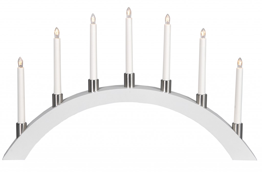 B-Ware Lichterbogen TALL  - 7 warmweiße Glühlampen - L: 67cm, H: 40cm - Holz - Schalter - Weiß