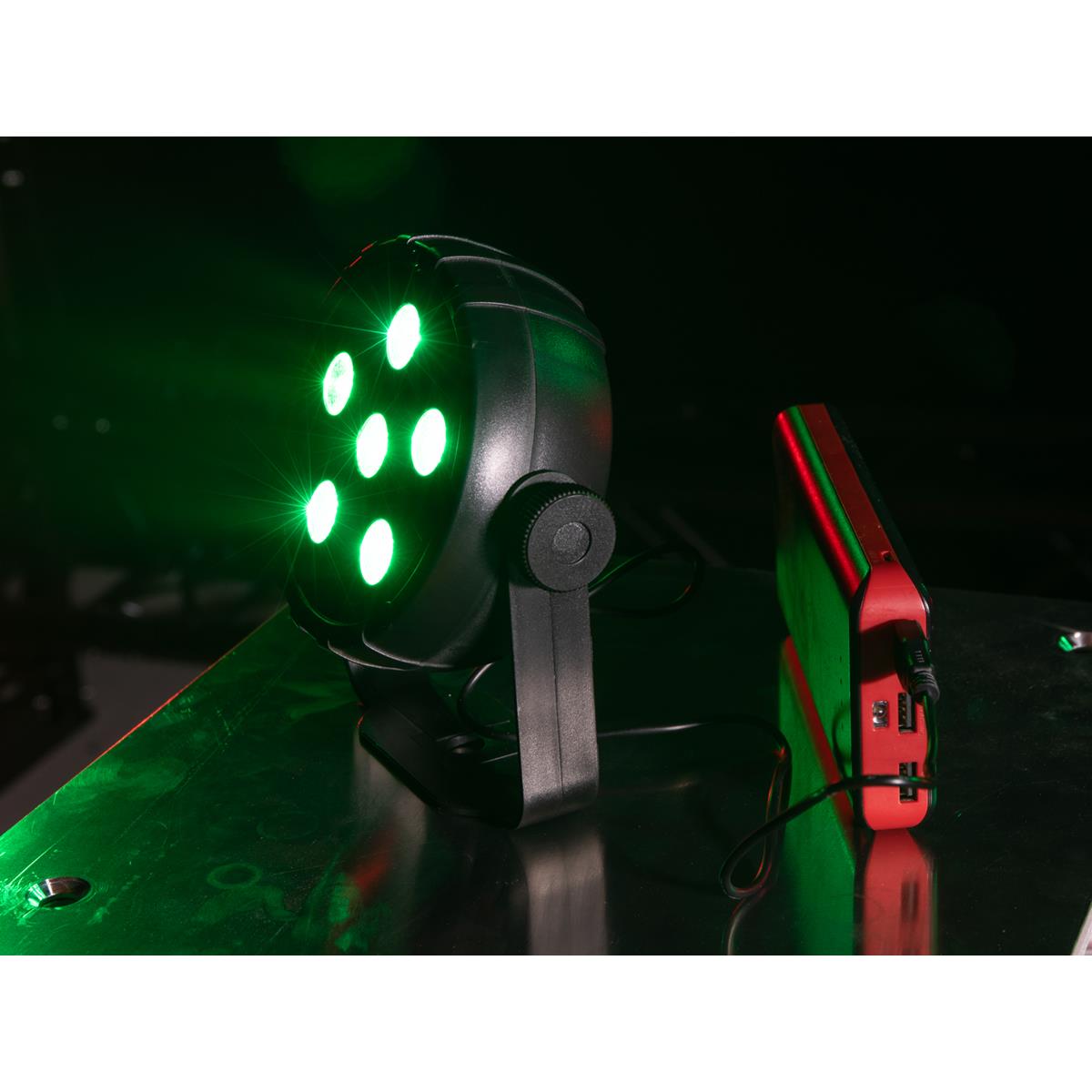 USB Party Spot - 6 RGB LED - Musiksteuerung + Automatik - Fernbedienung
