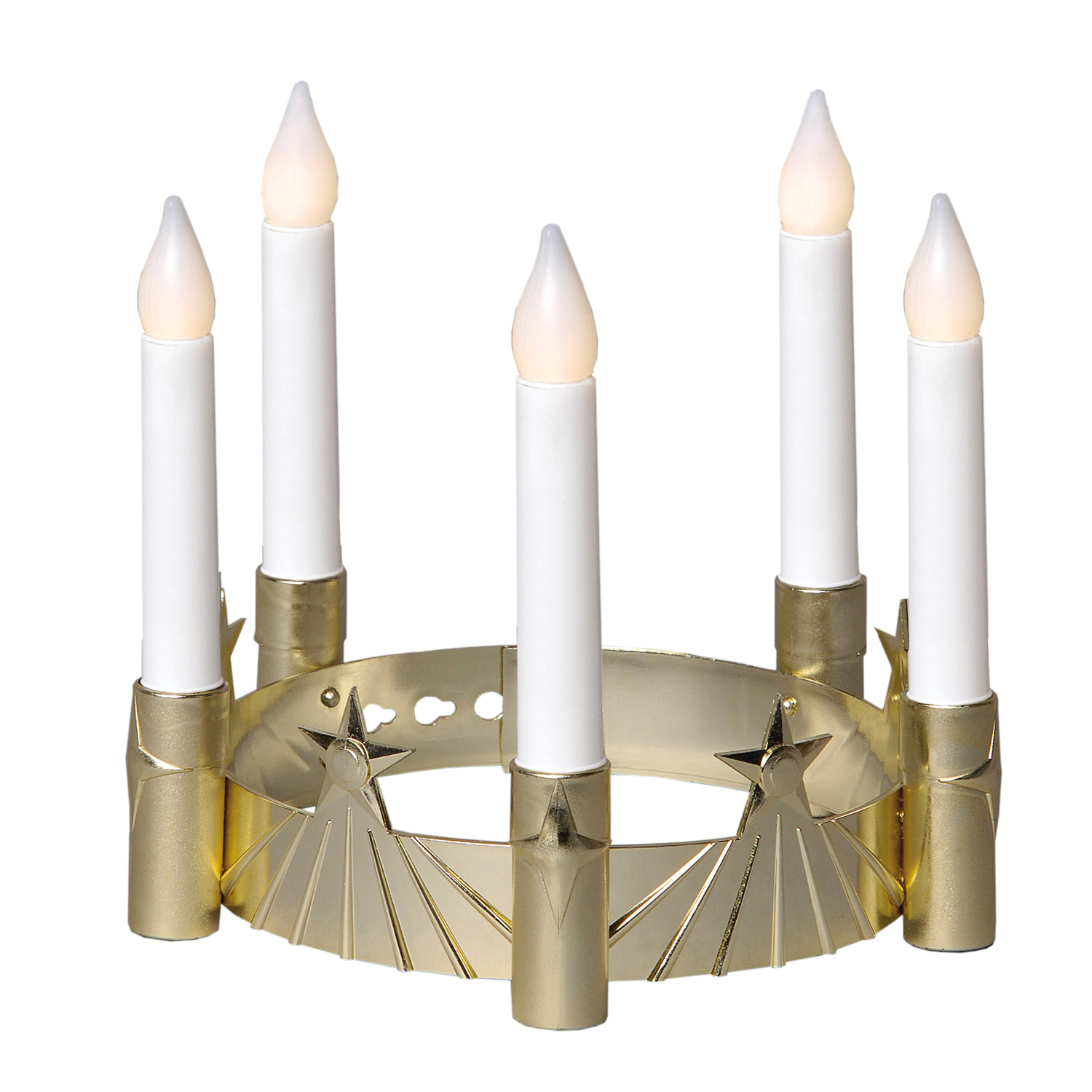 LED-Stabkerze | Santa Lucia | statische LED | Krone | golden