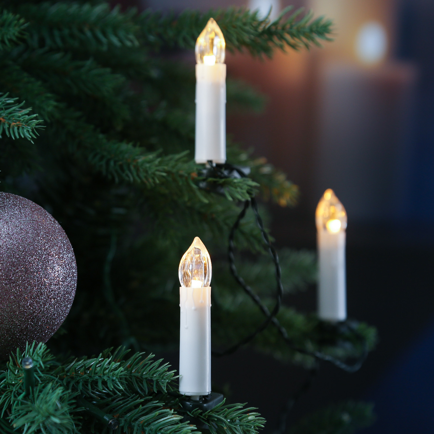 LED Kerzenlichterkette - 30 Christbaumkerzen - Weihnachtsbaumlichterkette - Timer - L: 7,25m - Innen