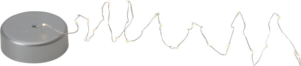 LED Drahtlichterkette "Dew Drop" - 20 warmweiße LED - silberner Draht - 1m - Batteriebetrieb - Timer