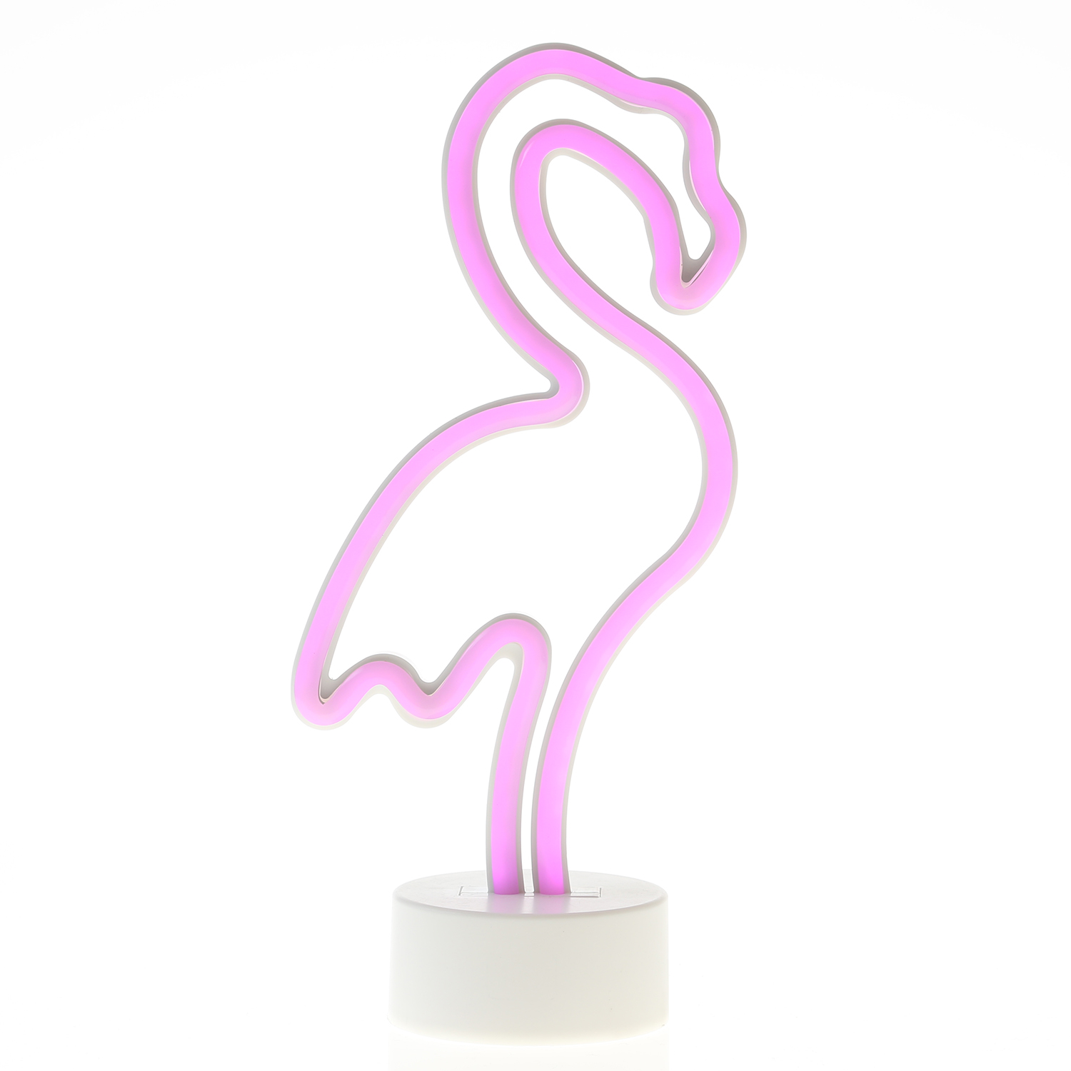 LED NEON Figur FLAMINGO - Dekoleuchte - H: 30cm - Batterie oder USB Betrieb - stehend - pink