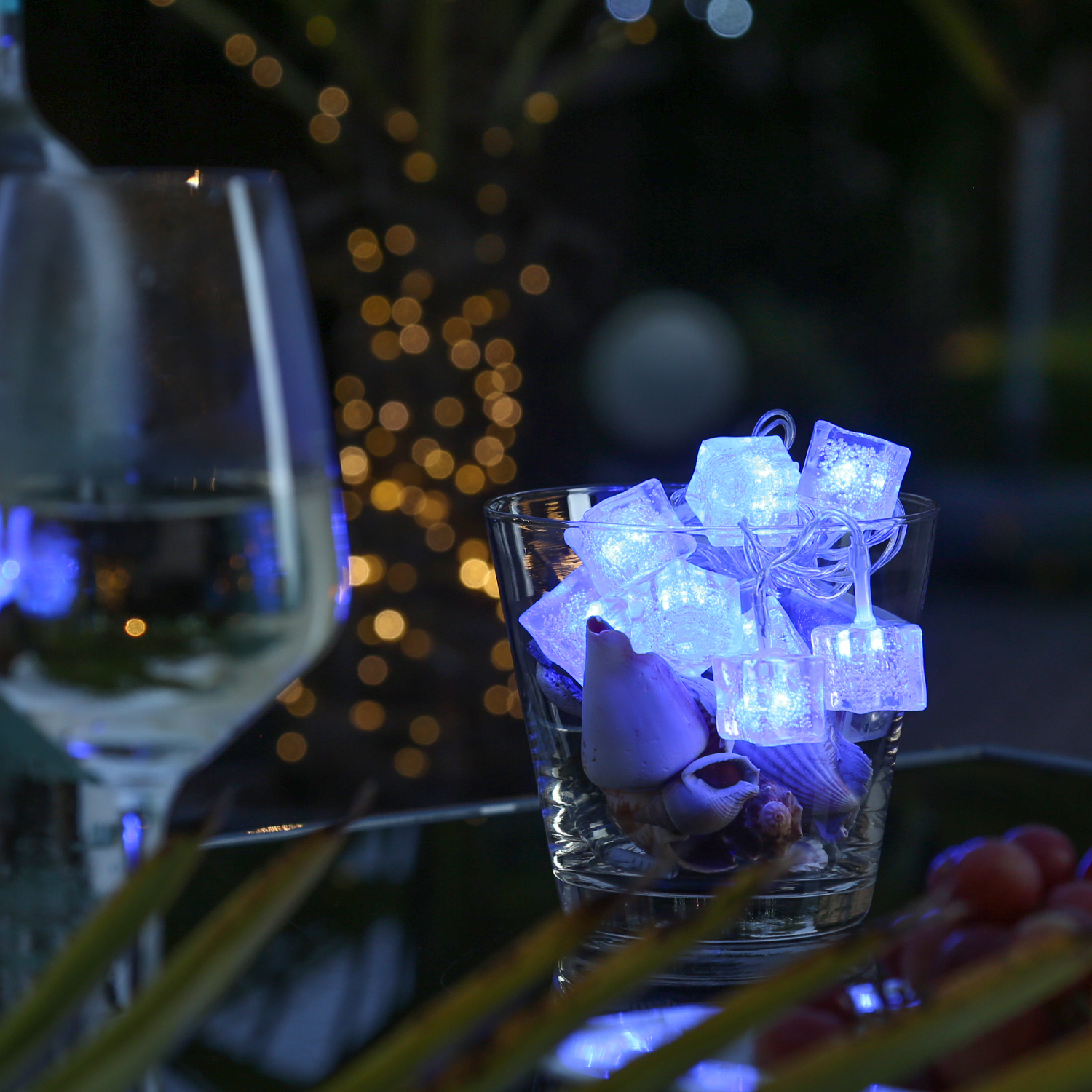 LED Lichterkette EISWÜRFEL - 10 blaue LED - Batteriebetrieb - L: 90cm - blau