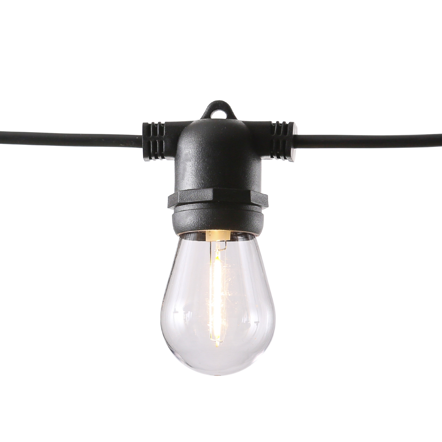LED Solar Lichterkette CIRCUS - 10 warmweiße Filament LED - L: 4,5m - für Außen - schwarz
