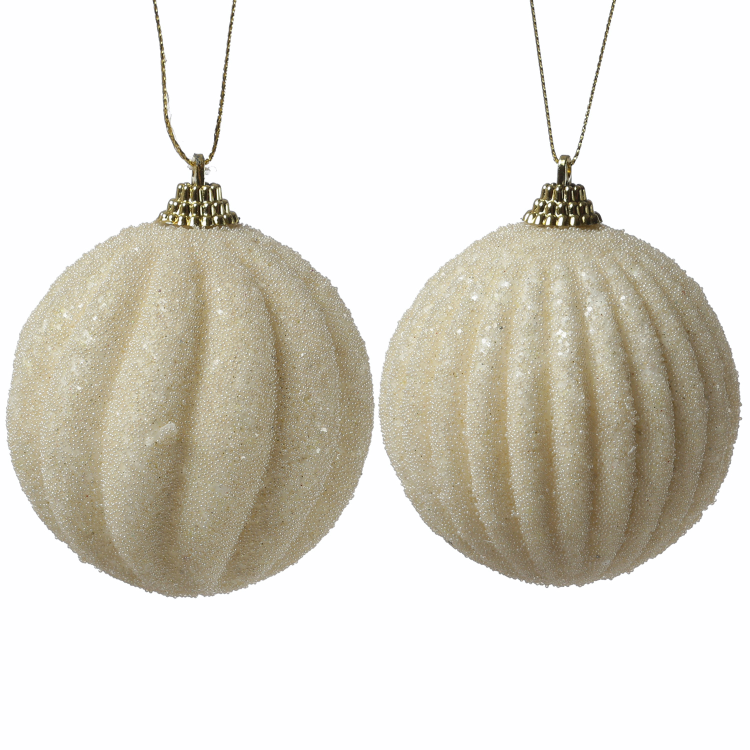 Christbaumkugeln - Weihnachtsbaumkugeln - bruchfest - D: 8cm - 2 Designs - creme - 12er Set