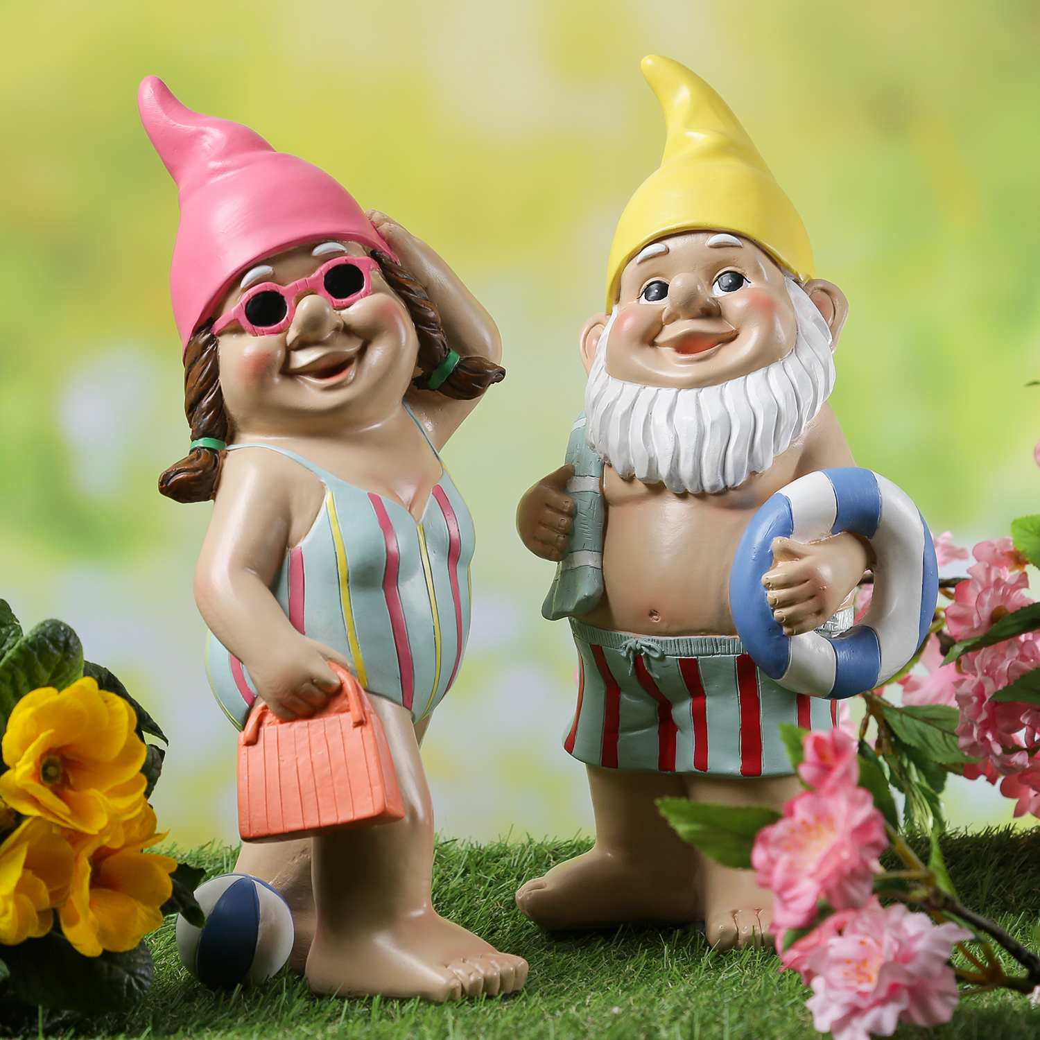 Gartenzwerg BERT - Zwerg im Badeanzug - Gartenfigur - Polyresin - H: 30cm - bunt