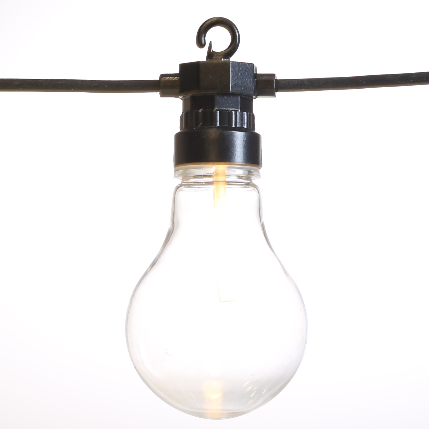 LED Lichterkette - 20 warmweiße Filament LED - L: 9,5m - koppelbar bis 100 LED - Trafo - für Außen
