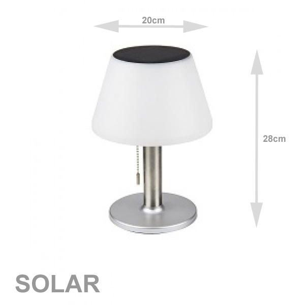Tischleuchte mit Solarpanel und Batterie - D: 20cm x H: 28cm - warmweiss Tischleuchte mit Solarpanel und Batterie - D: 20cm x H: 28cm - warmweiss