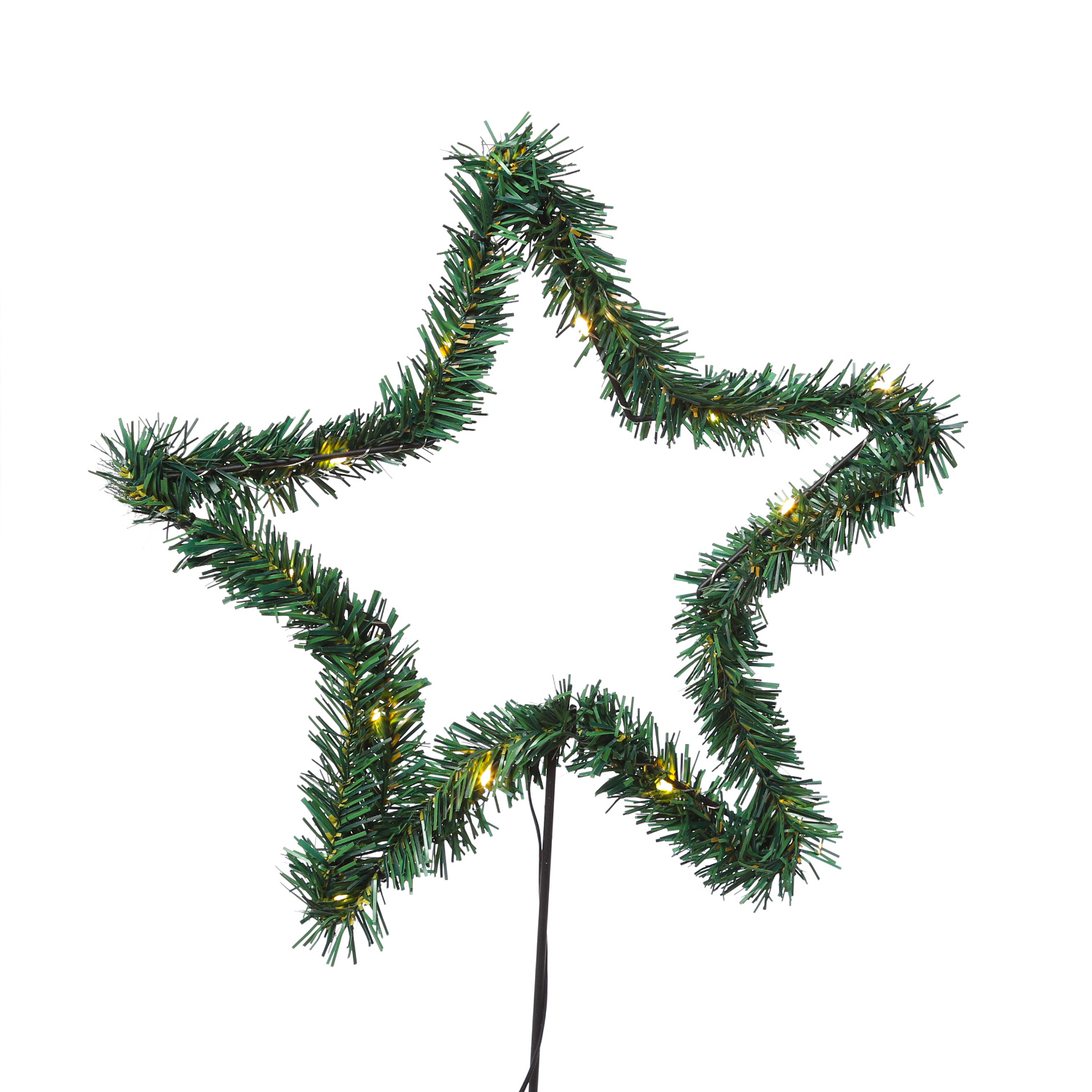 LED Gartenstecker Stern - 15 warmweiße LED - H: 70cm - Batteriebetrieb - für Außen - grün
