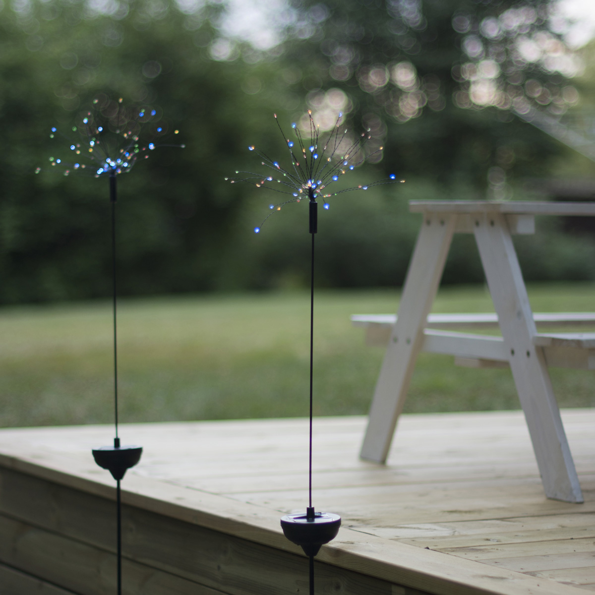 LED Solarstab FEUERWERK Gartendeko - 90 bunte LED - H: 100cm - Dämmerungssensor