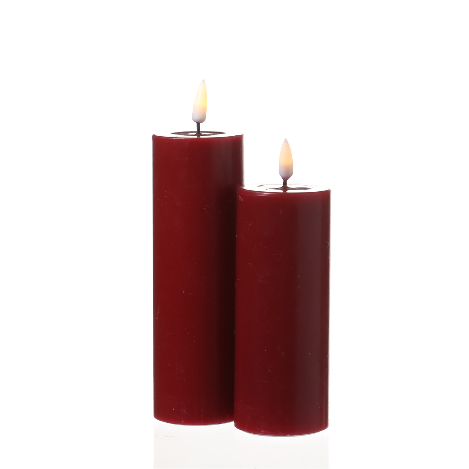 LED Stumpenkerze MIA - Echtwachs - realistische 3D Flamme - H: 10cm - D: 5cm - bordeauxrot