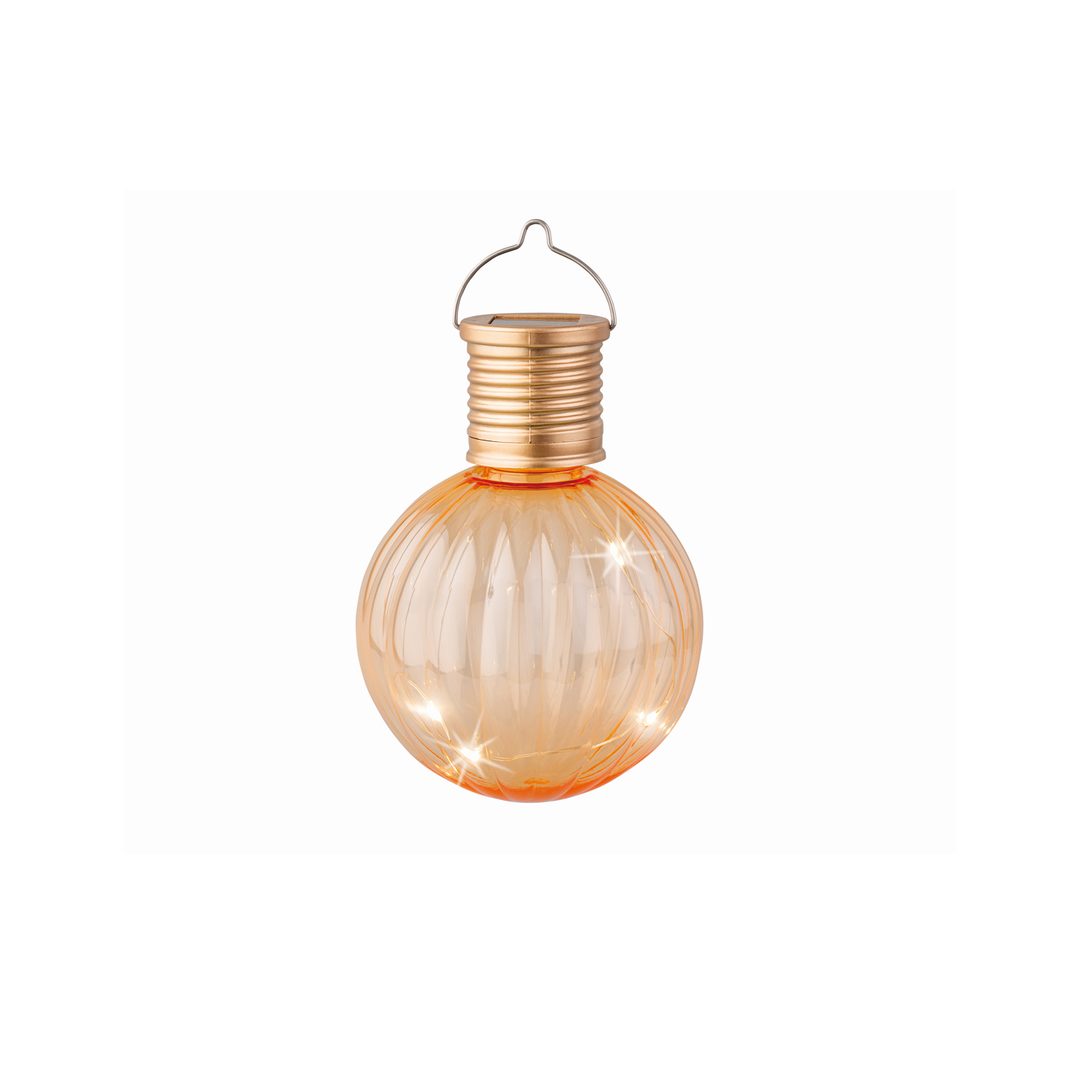 LED Solar Glühbirnen GLOW - Kugelleuchten - wamweiße LED - H: 11cm - Lichtsensor - orange - 4er Set