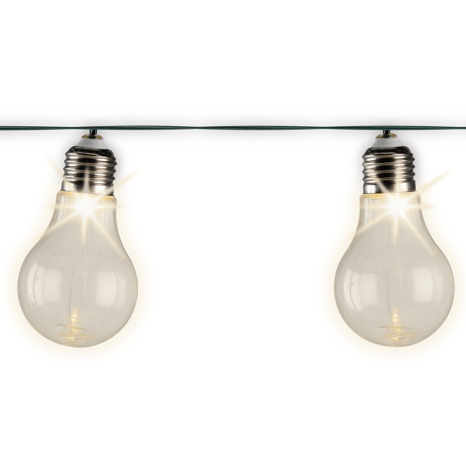 LED Solar Lichterkette - 10 warmweiße LED - L: 4,5m - Außen - Lichtsensor - transparent Glühbirnen