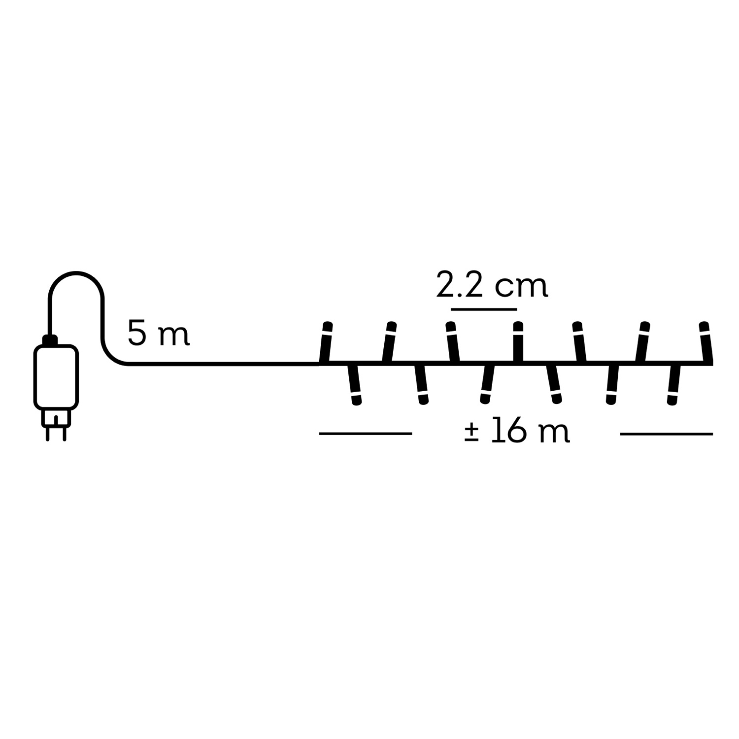LED Lichterkette - Weihnachtslichterkette - 750 bernstein LED - L: 16m - 8 Modi/ Timer - für Außen