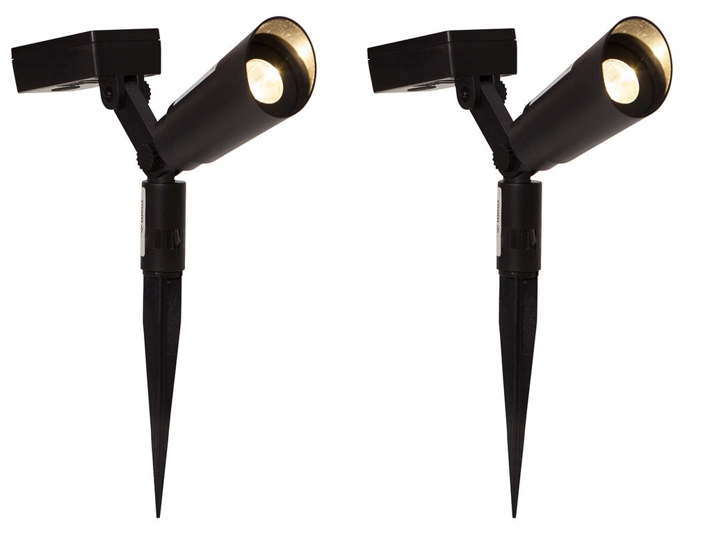 LED Gartenspieß mit Solarfeld - 2er Set - Dämmerungssensor
