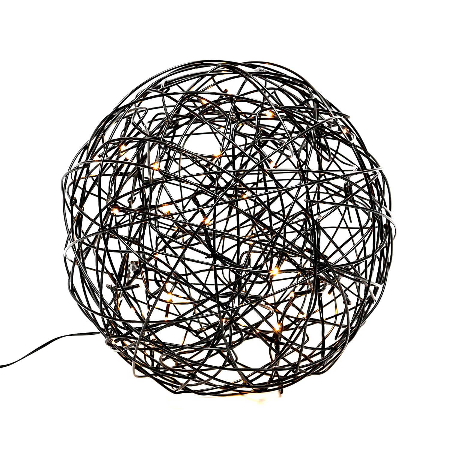 B-Ware LED 3D Drahtkugel TRASSEL - 100 warmweiße LED - D: 37cm - für Innen und Außen - schwarz