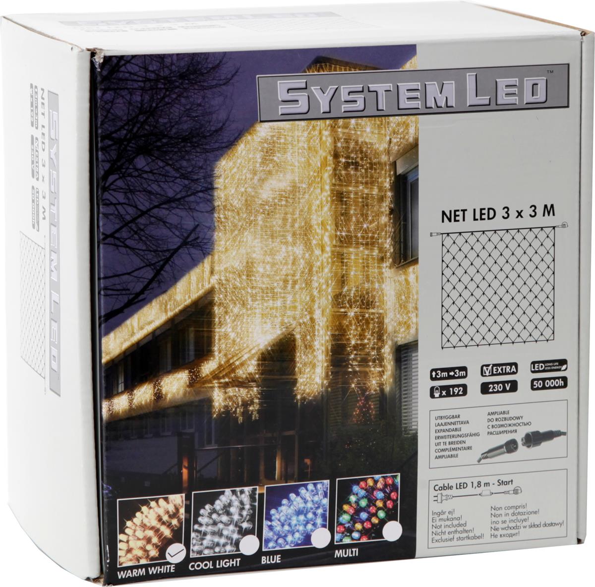 System LED Black | Lichtnetz | koppelbar | exkl. Trafo | 3.00m x 3.00m | 192x Warmweiß