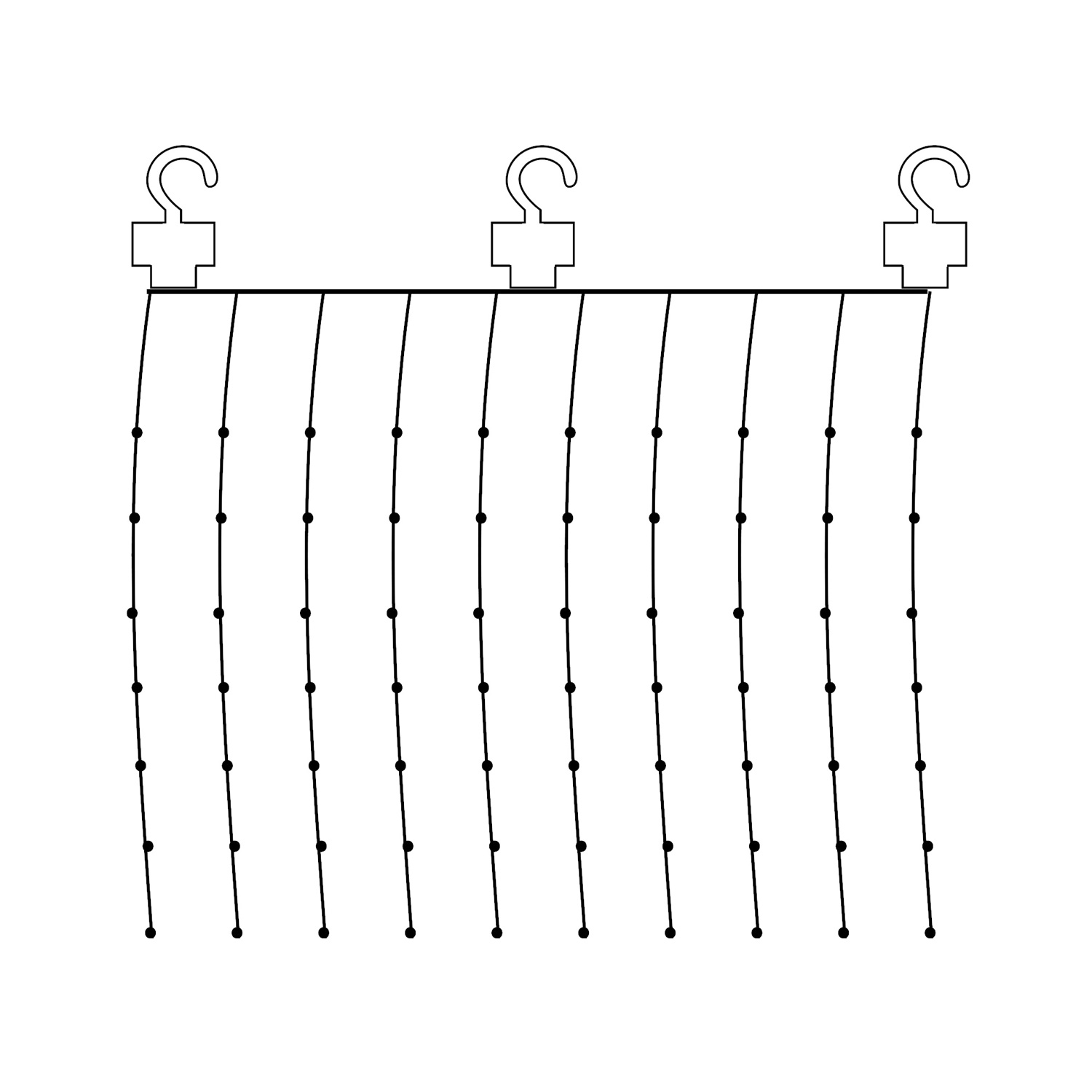 LED Lichtervorhang Tautropfen - 100 warmweiße LED - 1m x 1m - 10x silberner Draht - Trafo - Innen