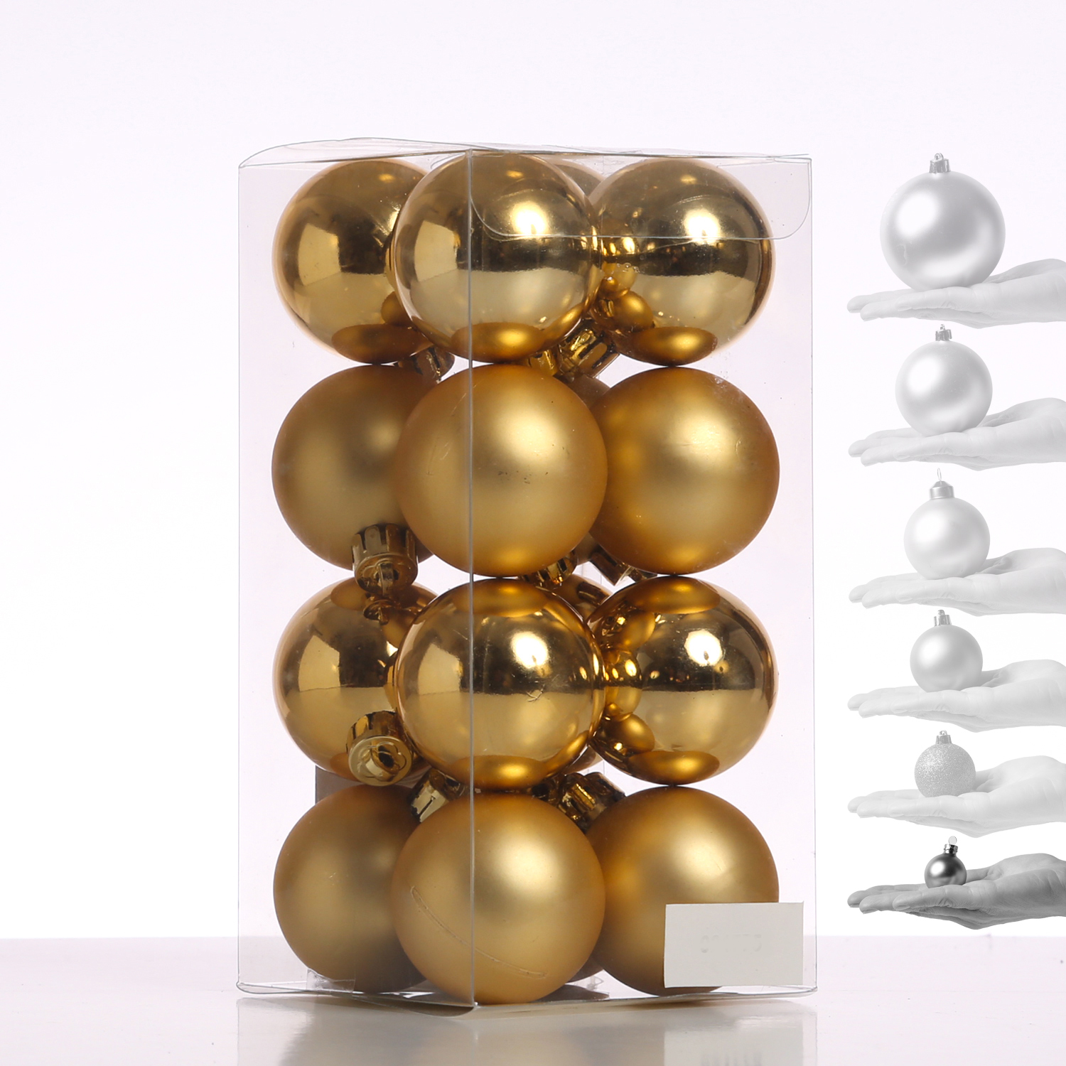 Christbaumkugel - Weihnachtsbaumkugel - bruchfest - D: 4cm - glänzend und matt - gold - 16er Set