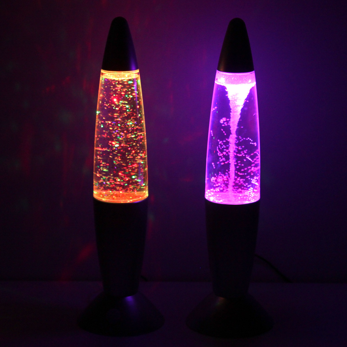 ROCKET LAMP - Lavampe - Glitzer RGB - Touchsensor - H: 36cm - wirbelnde Glitzerstückchen - silber